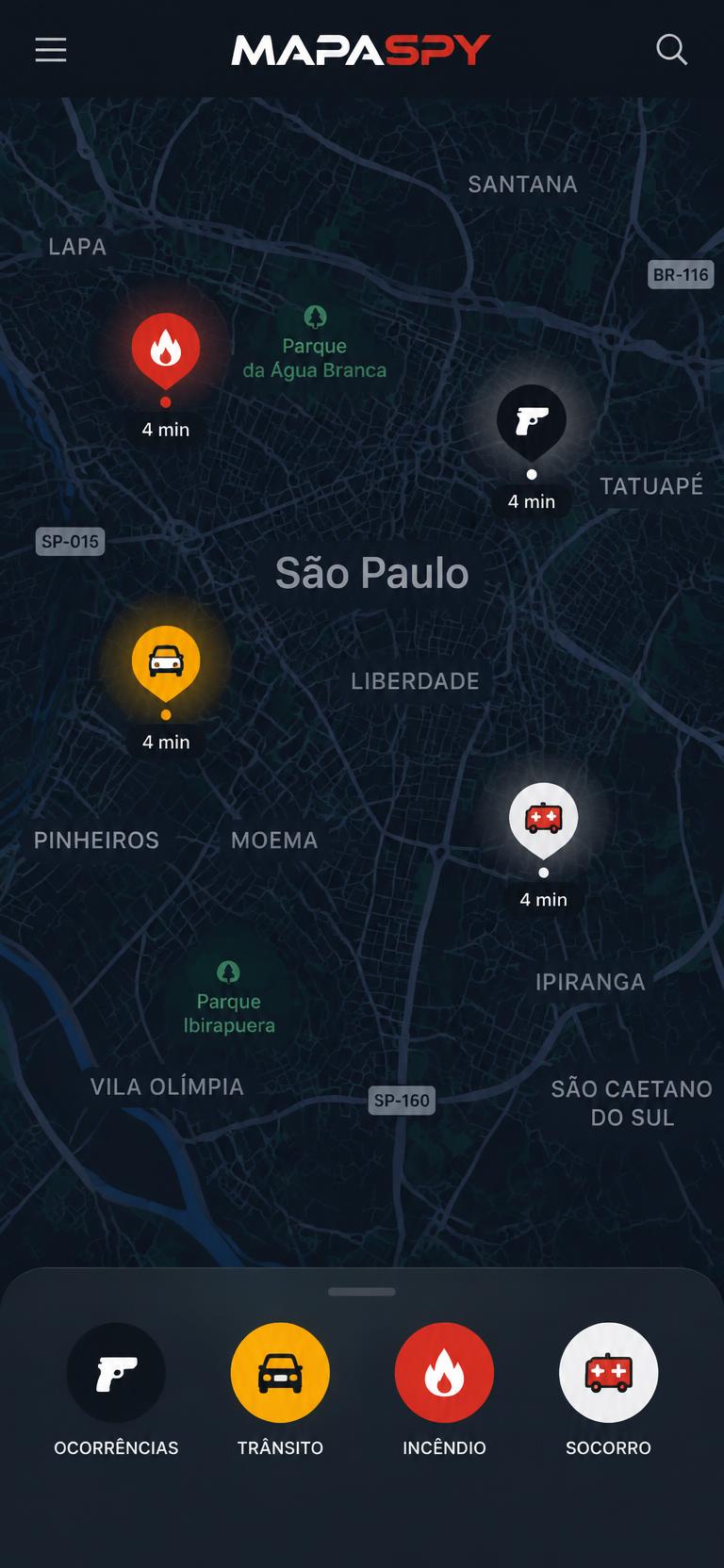 Mapa ao vivo